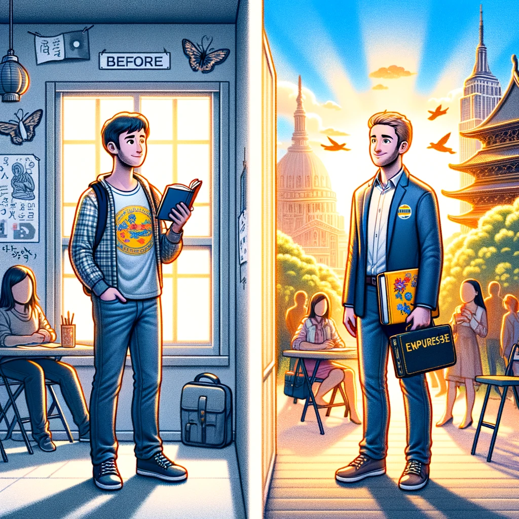 Illustration de l’évolution de la confiance en soi grâce à un séjour linguistique en immersion